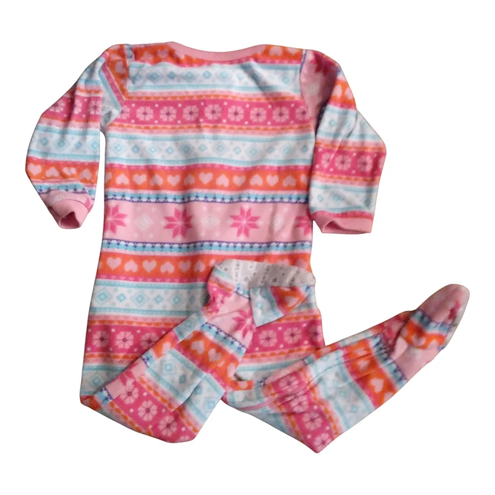 L) Carter's Pink and Orange Footie One Piece with Nordic Design